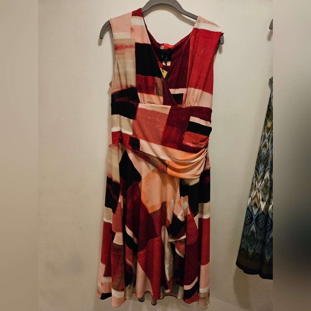 NWT Donna Karan Asymetrical Draped waist sleeveless dress US 12
